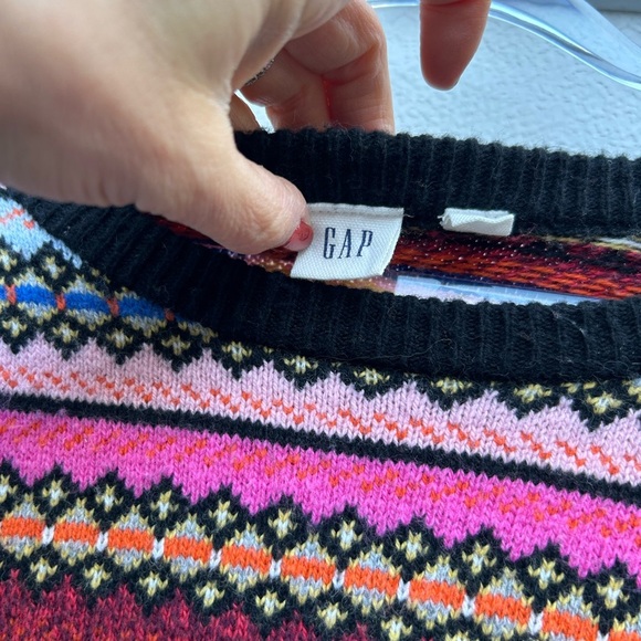 Gap fair aisle sweater black/white multi striped women’s XS cotton blend preppy - Picture 5 of 12